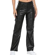 womens faux leather cargo y2k pants