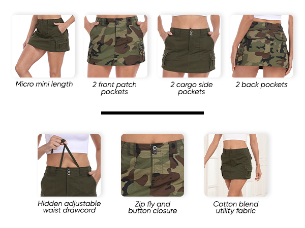 camo y2k inspired cargo pocket skirt bodycon button micro mini skirts for ladies trendy