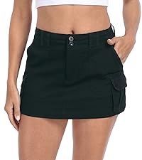 black y2k inspired cargo pocket skirt bodycon button micro mini skirts for ladies trendy