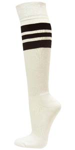 Couver Strip on White Knee High Sports/Softball Socks
