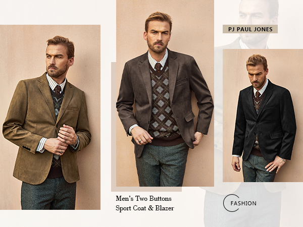 Mens Blazer Jacket Faux Leather Suit Jacket Casual 2 Buttons Suede Sport Blazer Coat 