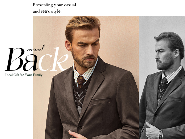Mens Blazer Jacket Faux Leather Suit Jacket Casual 2 Buttons Suede Sport Blazer Coat 