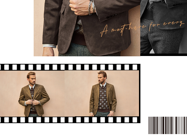 Mens Blazer Jacket Faux Leather Suit Jacket Casual 2 Buttons Suede Sport Blazer Coat 