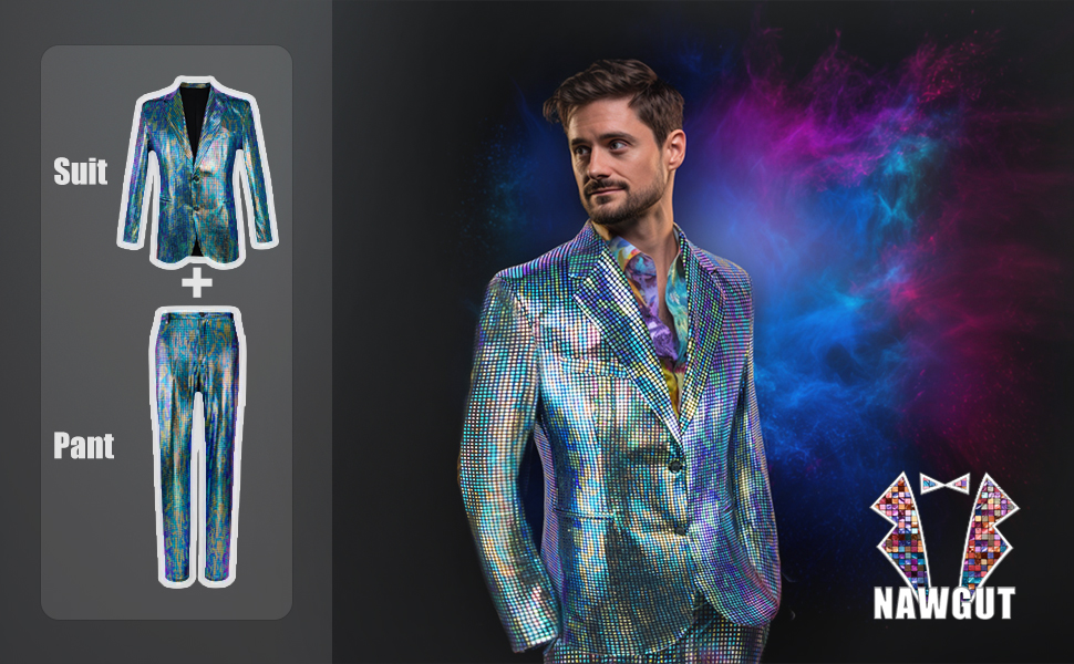 Sequin Blazer Metallic Suit 2 Piece Set