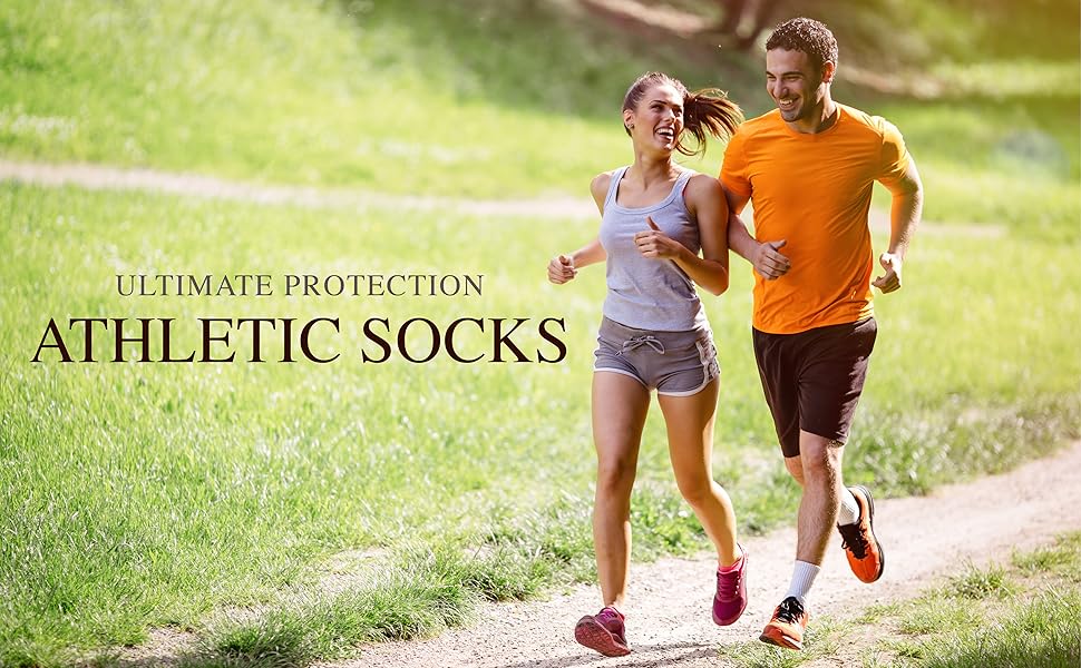Pro-Tect Athletic socks, couple running outside on path