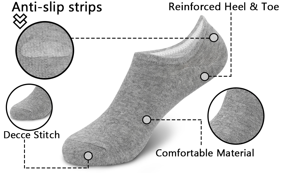 No Show Socks for Men 12 Pairs Low Cut Short Invisible Socks Cotton Liner Casual Men Socks 6-12