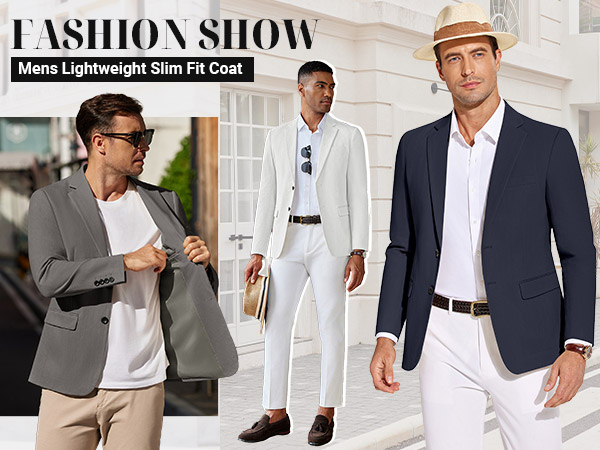 men lightweight slim fit suit jacket