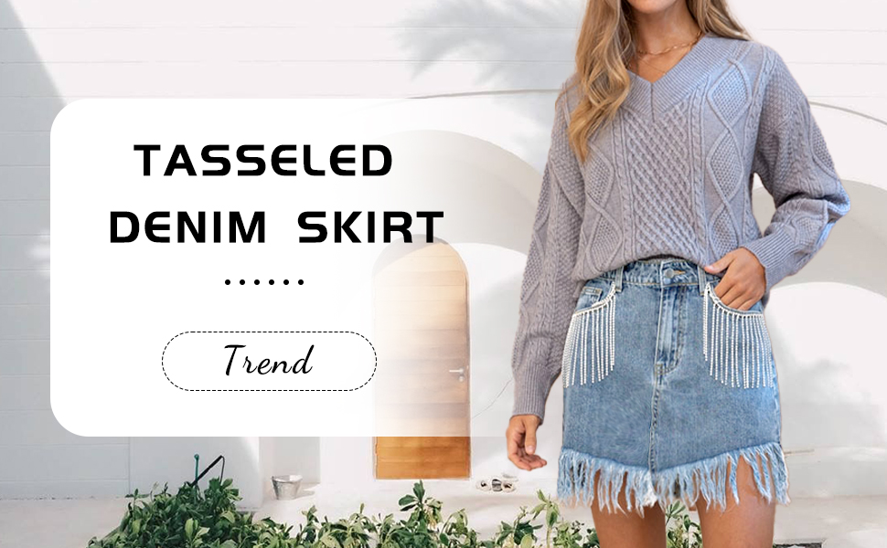 Rhinestone Denim Skirt
