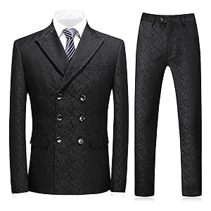 Mens Plaid 3 Piece Suits Slim Fit Double Breasted Plaid Suit