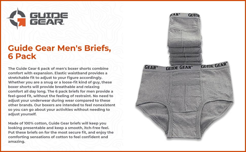 Guide Gear Men''s Briefs, 6 Pack