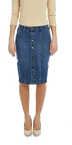 ESTEEZ Women''s Denim Pencil Skirt - Button Down Jean Skirt - Knee Length
