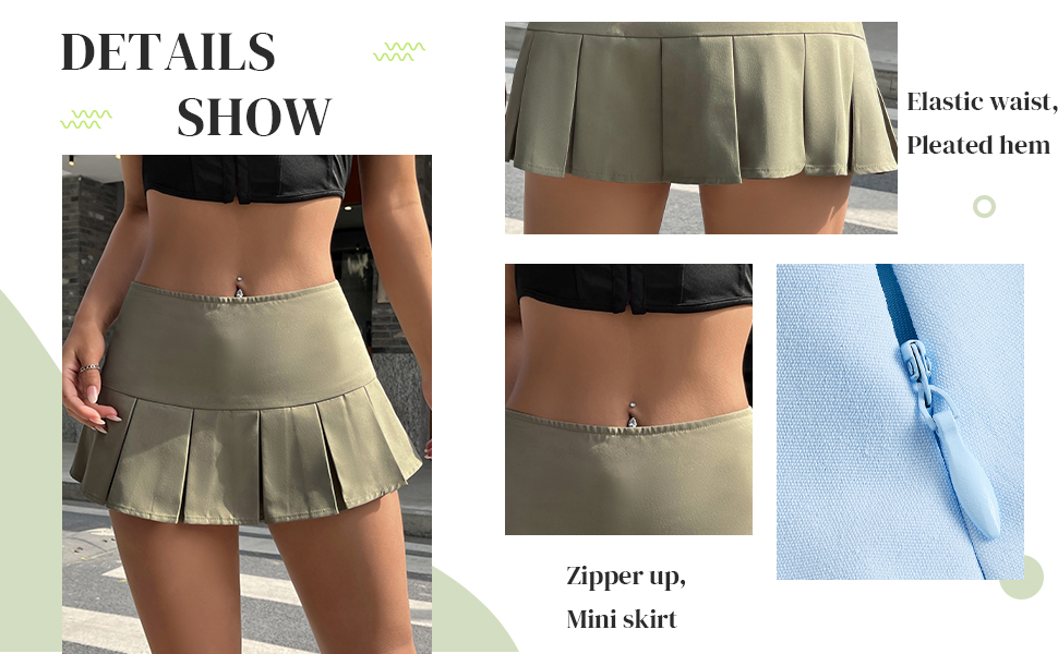 Verdusa Women''s Y2K Low Waist Pleated Short A Line Skater Skirt 2