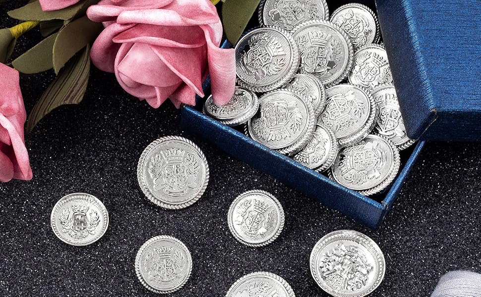 Silver Metal Blazer Button
