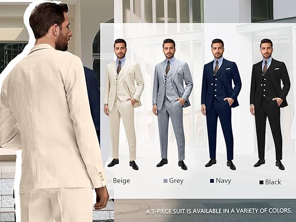 Mens Linen Suit in Different Colors for Casual Outings Formal Occasion