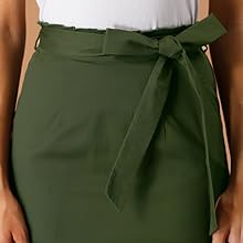 Allegra K Women''s Stretch Elastic Waist Work Spring Belted Cotton Pencil Mini Skirt