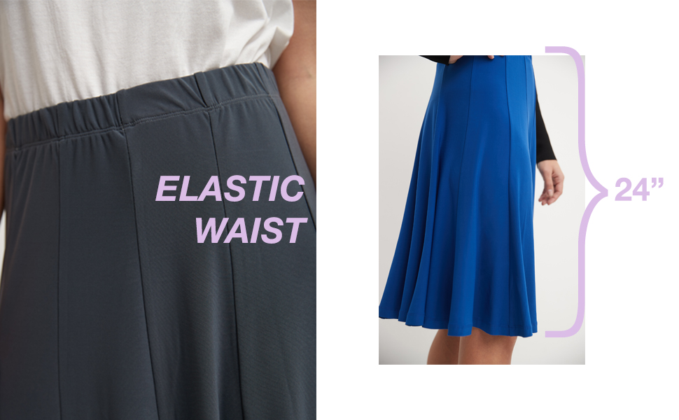 details of the product. elastic waist panelled skirt