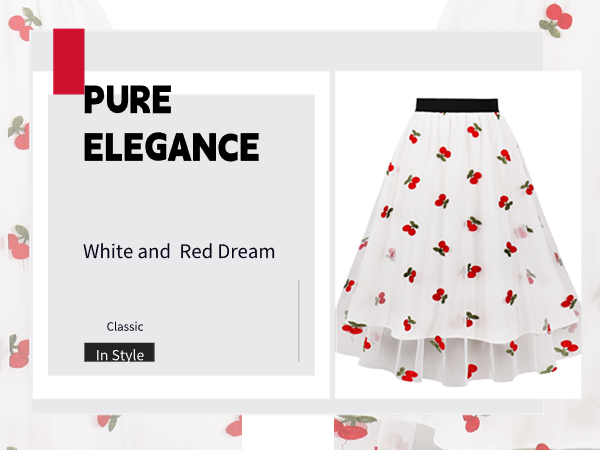 5047 cherry white all weather spring summer skirt