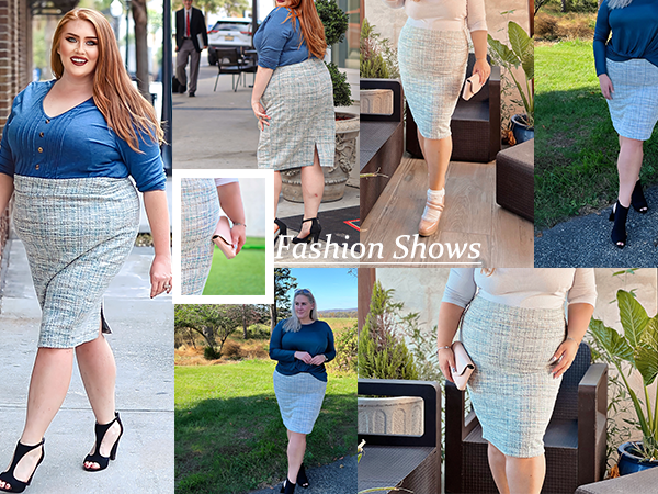 Women''s Plus Size Casual Classic Bodycon Pencil Skirt