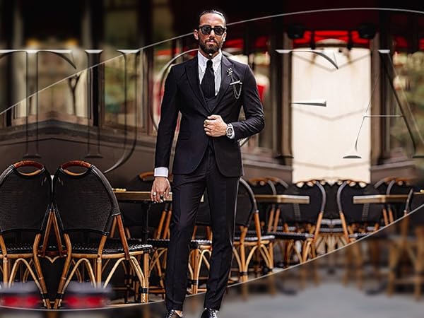 Double Breasted 3 Pieces Suit Men Slim Fit Classic One Button Formal Wedding Tuxedo