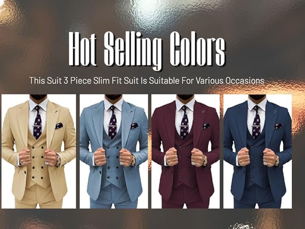 3 Pieces Suit Double Breasted Suit Men Slim Fit Classic One Button Formal Wedding Tuxedo