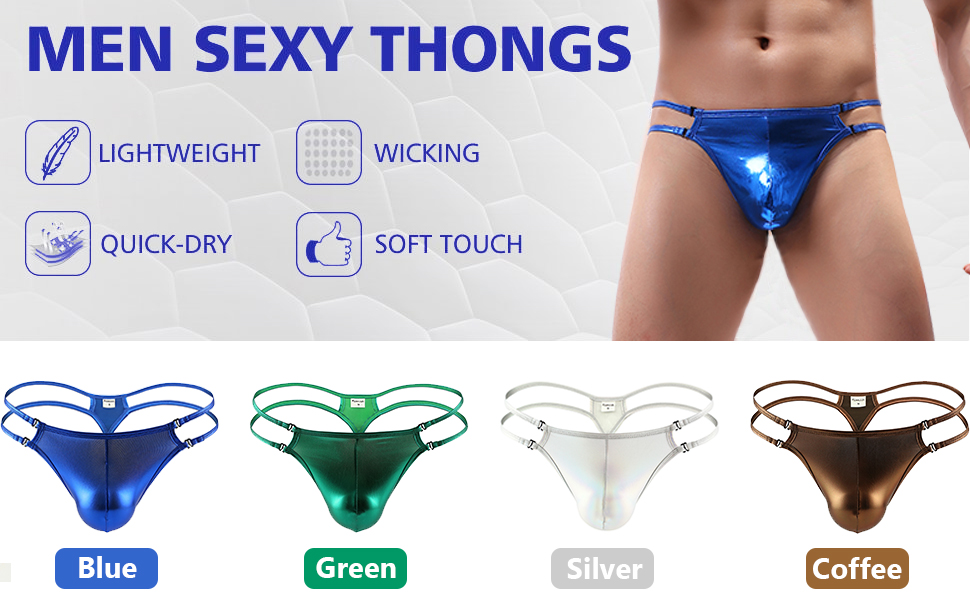 Men''s Shiny Metallic G-String Thong T-Back Jockstrap Sexy Underwear