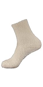 women''s feather light socks with grips soft comfortable warm cozy white socks