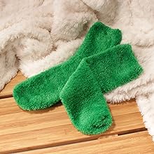 Super soft material fluffy fuzzy warm cozy comfy socks green