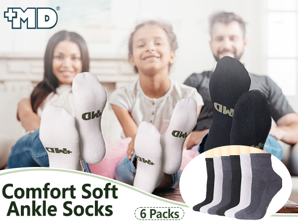 +MD 6 Pairs Ankle Quarter Socks for Women and Men