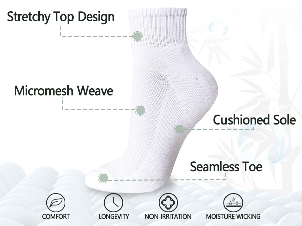+MD 6 Pairs Ankle Quarter Socks for Women and Men