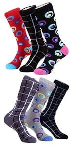  Marino Mens Dress Socks - Fun Colorful Socks for Men - Cotton Funky Socks - 6 Pack