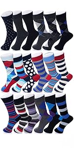 mens crew cotton dress argyle pattern ribbed solid pack elastic comfort business work fashion socks