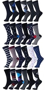 mens crew cotton dress argyle pattern ribbed solid pack elastic comfort business work fashion socks