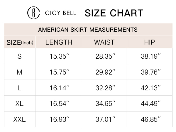 Cicy Bell Standard Size Chart