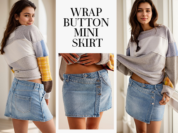 Cicy Bell Womens Asymmetrical Hem Summer Jean Skirts