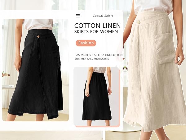 Summer Fall Midi Skirts for Women 