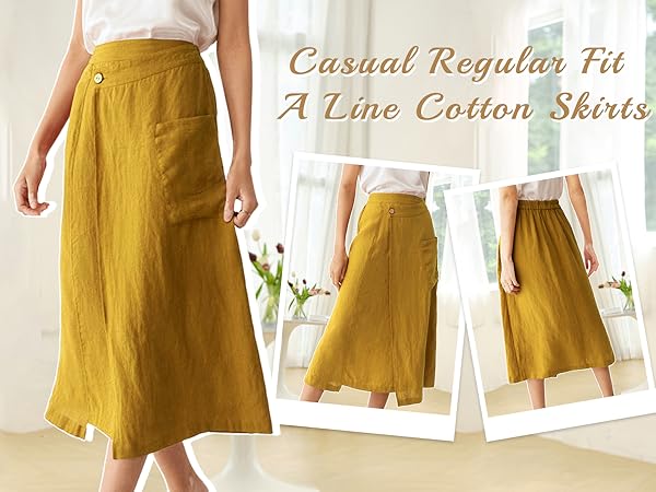 Casual A Line High Waisted Skirts Midi