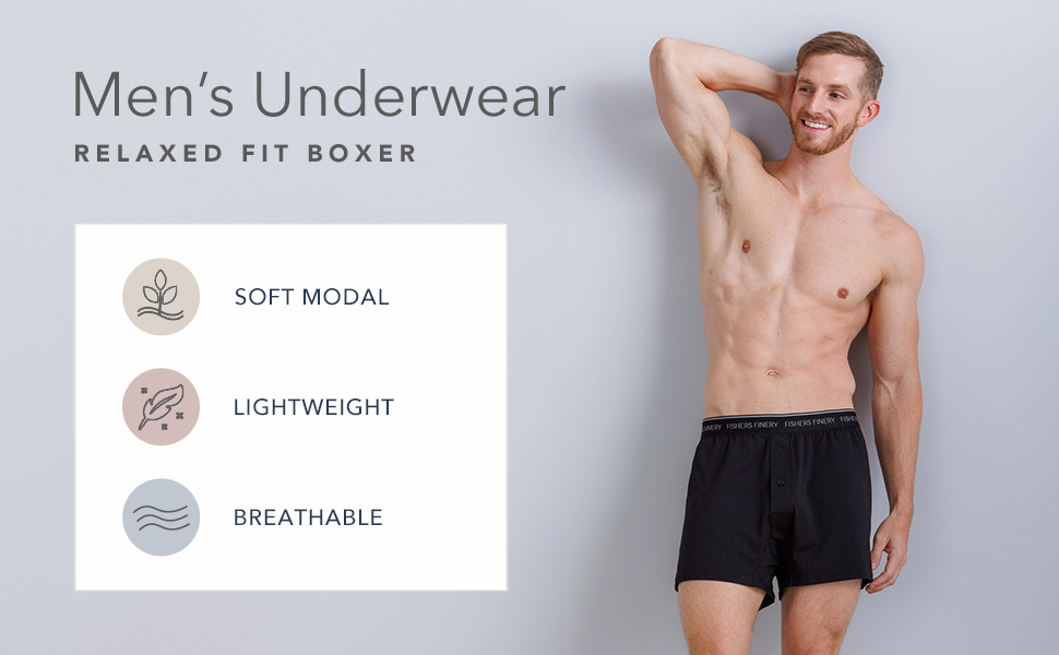 Mens luxury modal cotton boxers soft stretch relaxed mens underwear