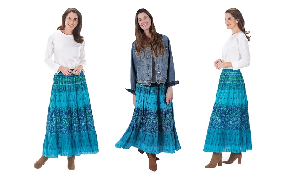 teal tiered skirt