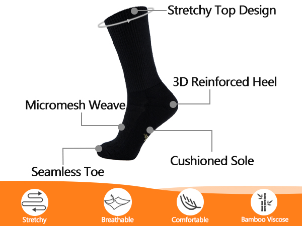 +MD Bamboo Mens and Womens Socks Crew