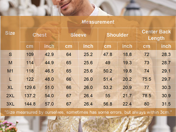 COOFANDY SEQUIN SIZE CHART 2