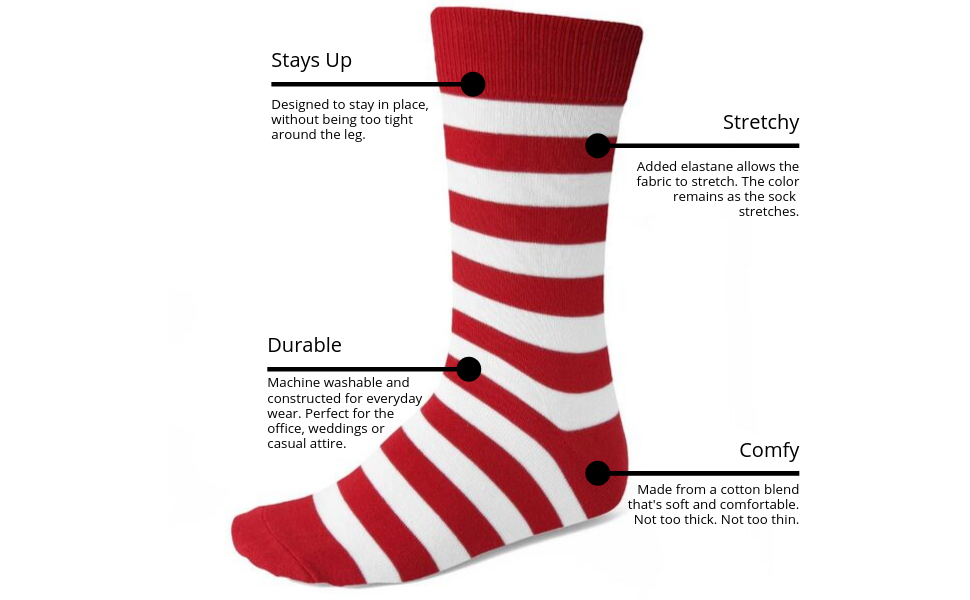 Product details and features of these men''s striped socks. Dressy, casual, everyday socks.