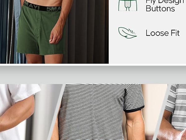Men’s Underwear Boxer Soft Cotton Knit Mens Boxer Shorts Underwear Men Pack of 5