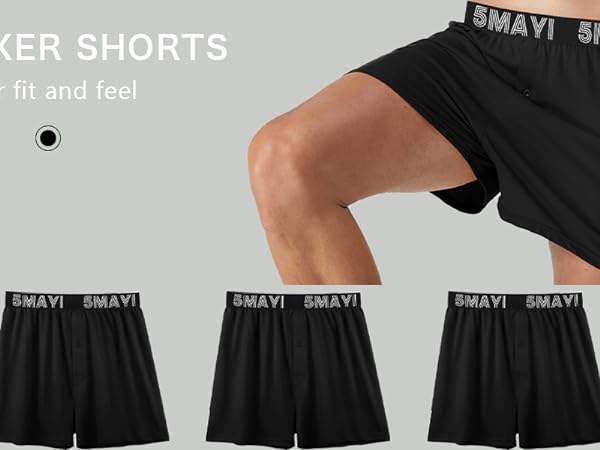 Men’s Underwear Boxer Soft Cotton Knit Mens Boxer Shorts Underwear Men Pack of 5
