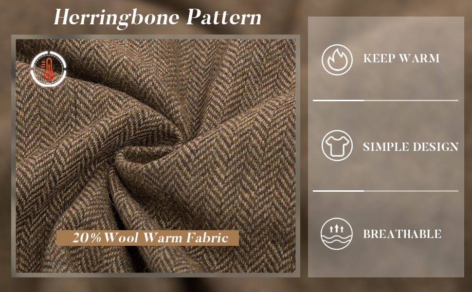 Herringbone pattern and 20% Wool Warm Fabric