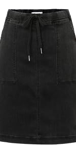 Elastic waist skirt with belt