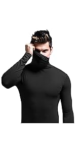 Men&#39;s Lightweight Thermal Shirts Modal Base Layer Turtleneck Long Sleeve Pullover Tops