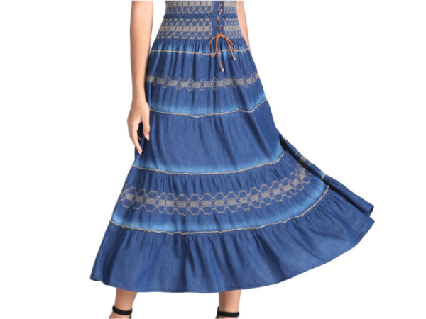 DREFBUFY Women''s Casual Long High Waist Elastic A-line Pleated Maxi Skirts
