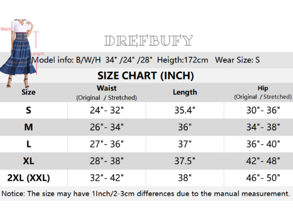 maxi skirt size chart