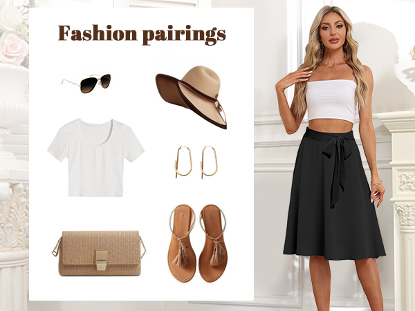 Women''s under-the-knee length skirt. 