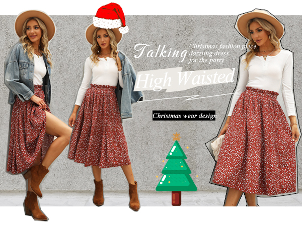 midi pleated fall skirts for women 2023 gift girlfriend xmas skirts date party travel skirt